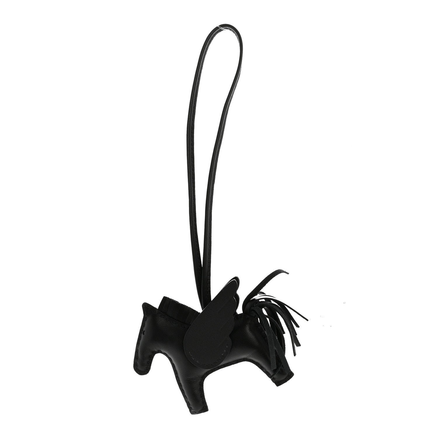 Hermes Milo Lambskin Grigri Rodeo Pegase Horse Bag Charm PM So Black