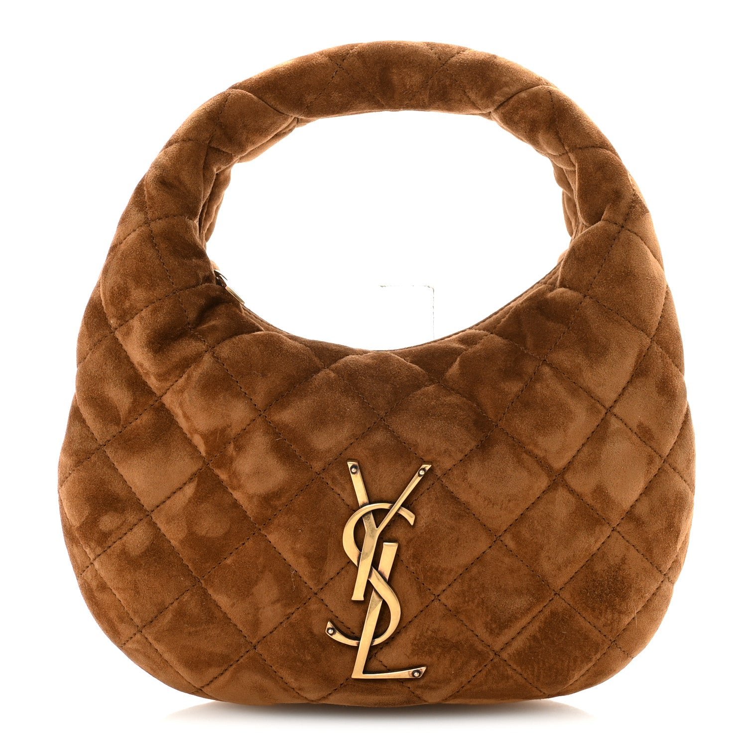 Saint Laurent Saint Laurent Suede Quilted Icarino Bag Cognac