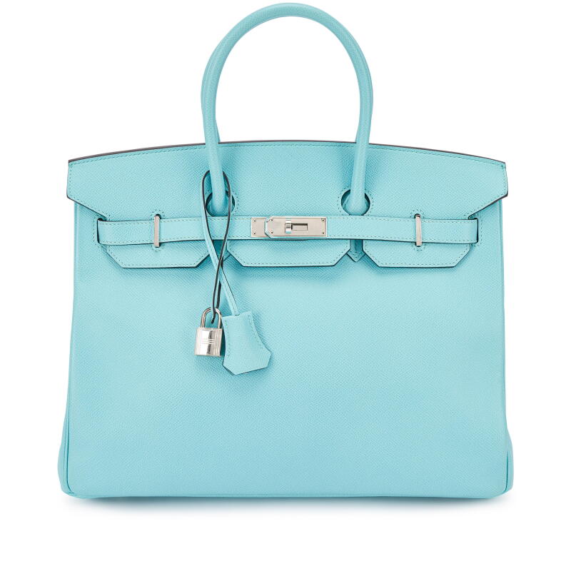 Bleu Atoll Epsom Birkin 35 Palladium Hardware, 2015