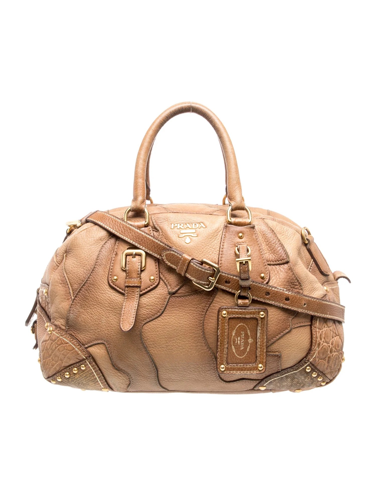 Cervo Leather Patchwork 2-Way Bauletto Bag Vintage