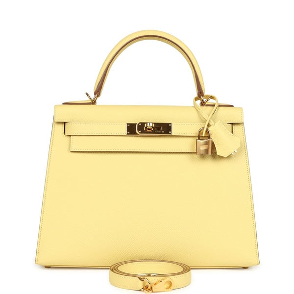 Hermes Pre-owned Hermes Kelly Sellier 28 Jaune Poussin Epsom Gold Hardware