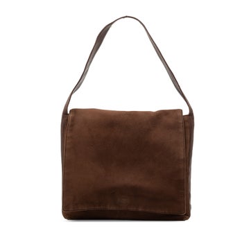 Suede Anagram Flap Shoulder Bag