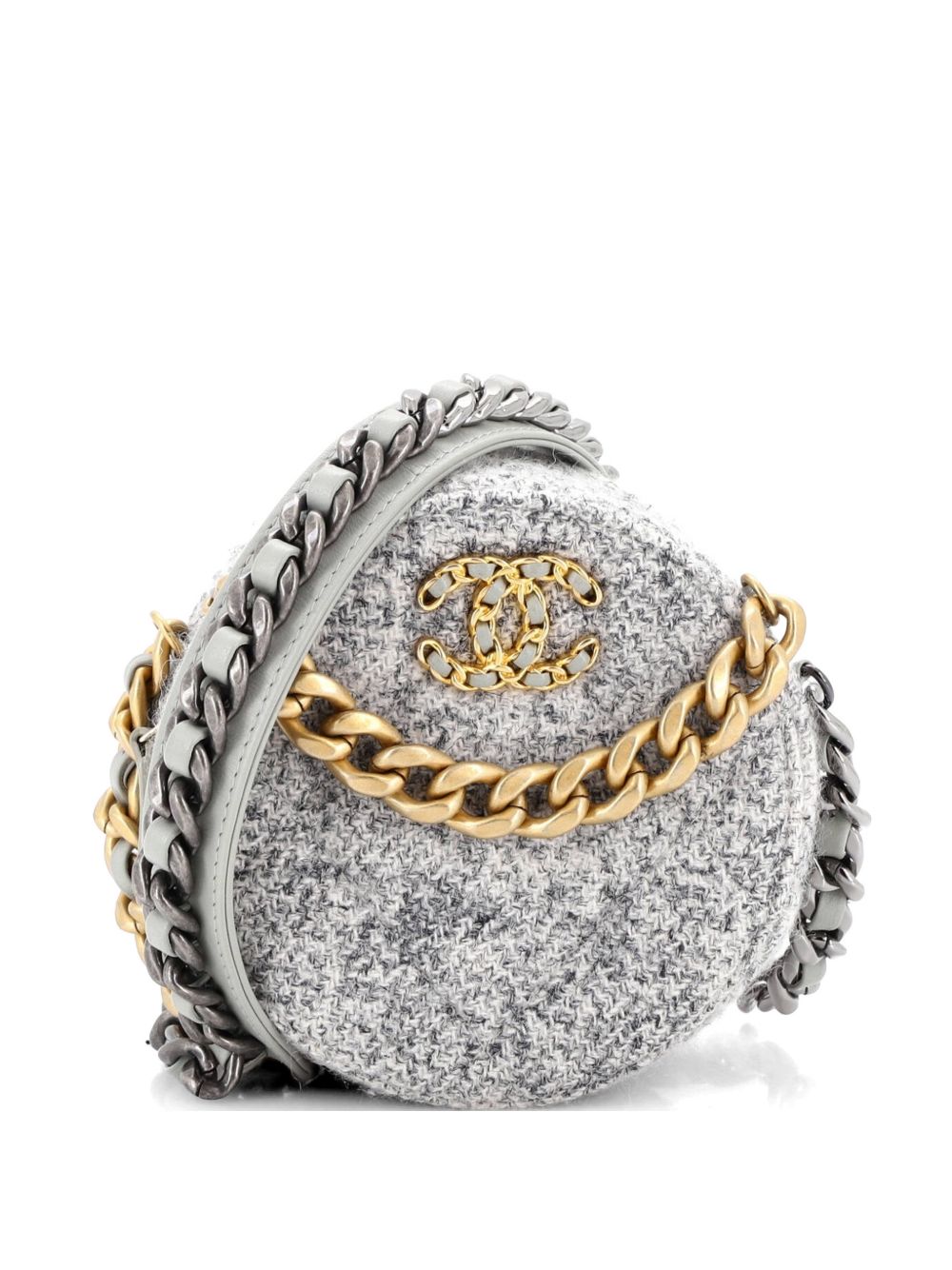 19 Round Clutch with Chain Quilted Tweed crossbody bag