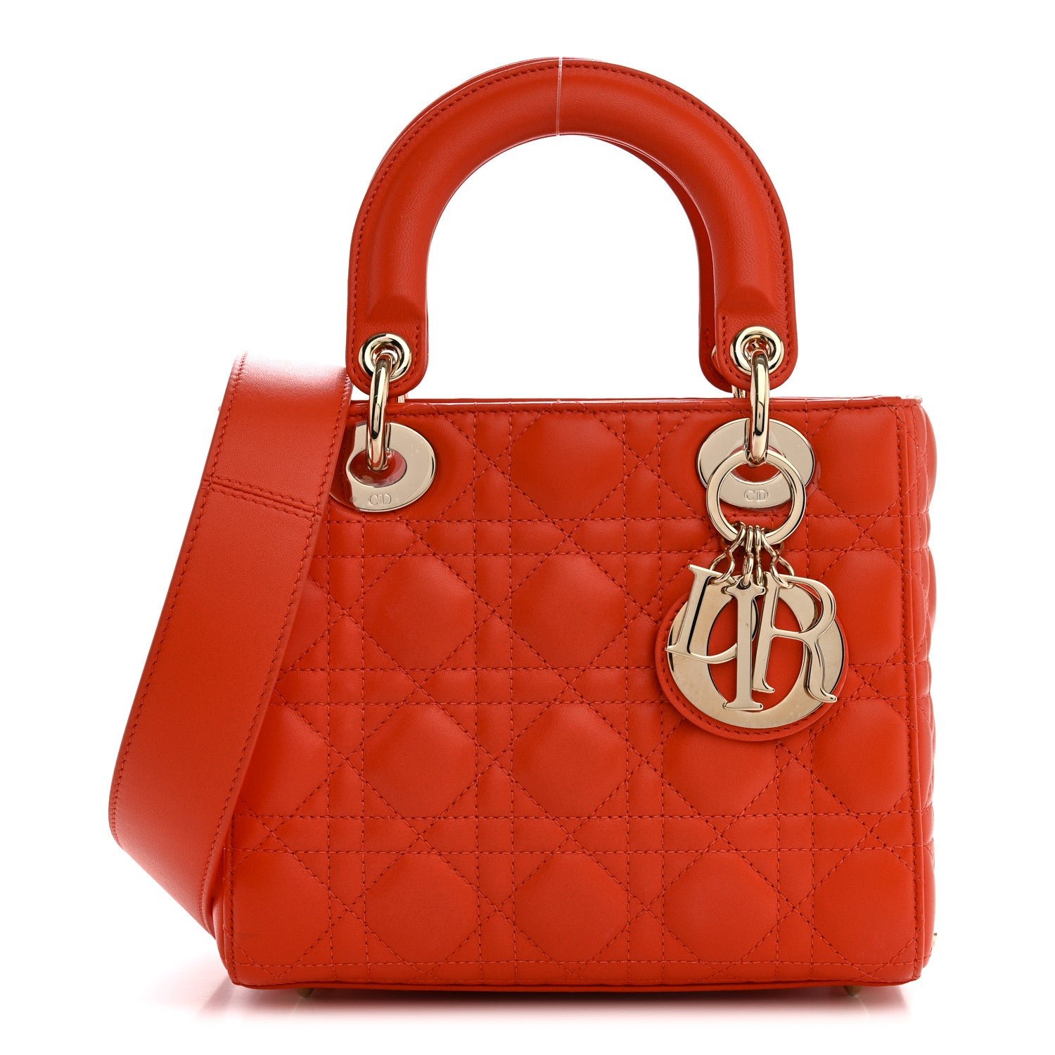 Christian Dior Lambskin Cannage Small My ABCDior Lady Dior Orange