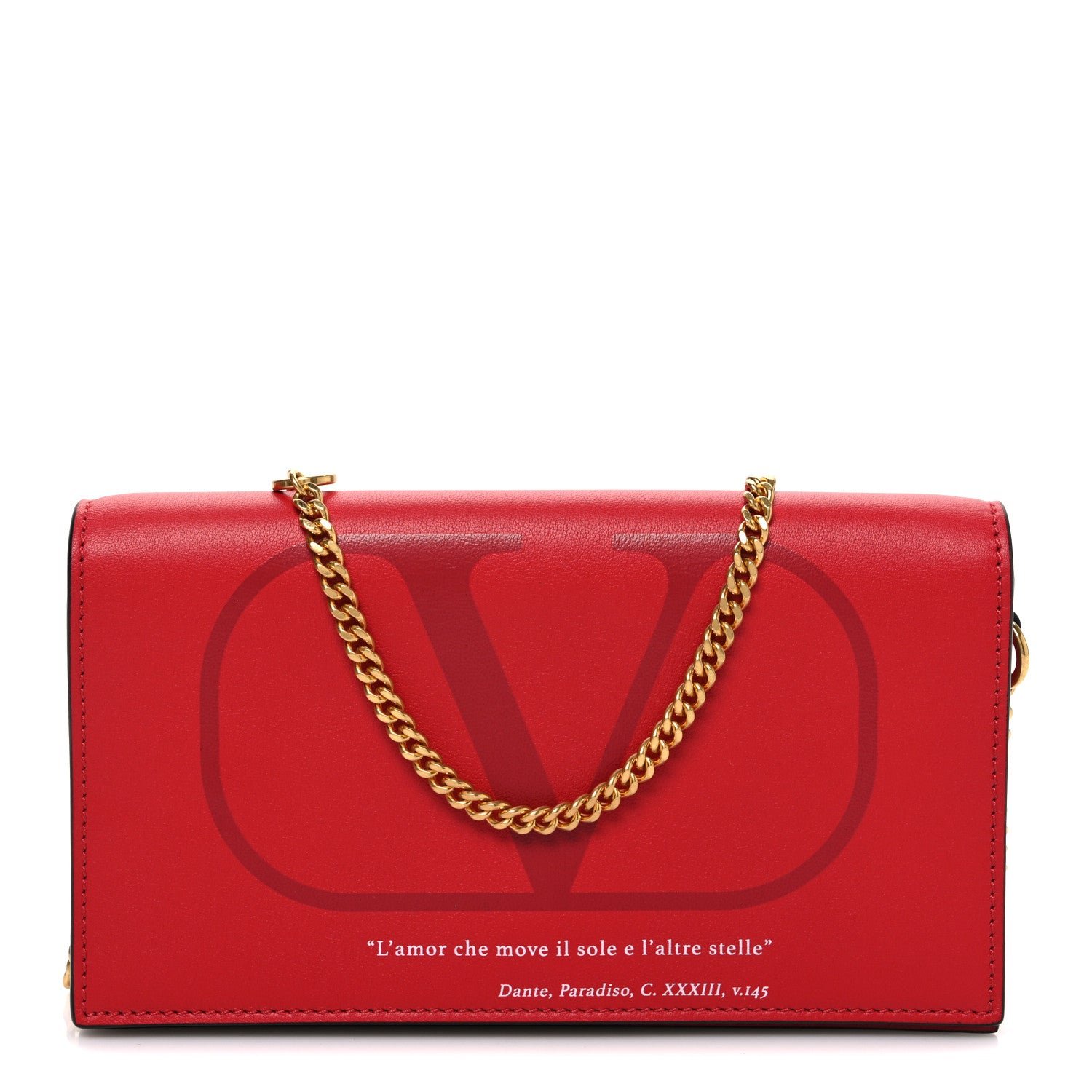 Valentino Garavani Calfskin Love Lab Go Logo Chain Pouch Rouge Pur