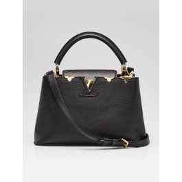 Louis Vuitton Black Taurillon Leather Flower Crown Capucines PM Bag