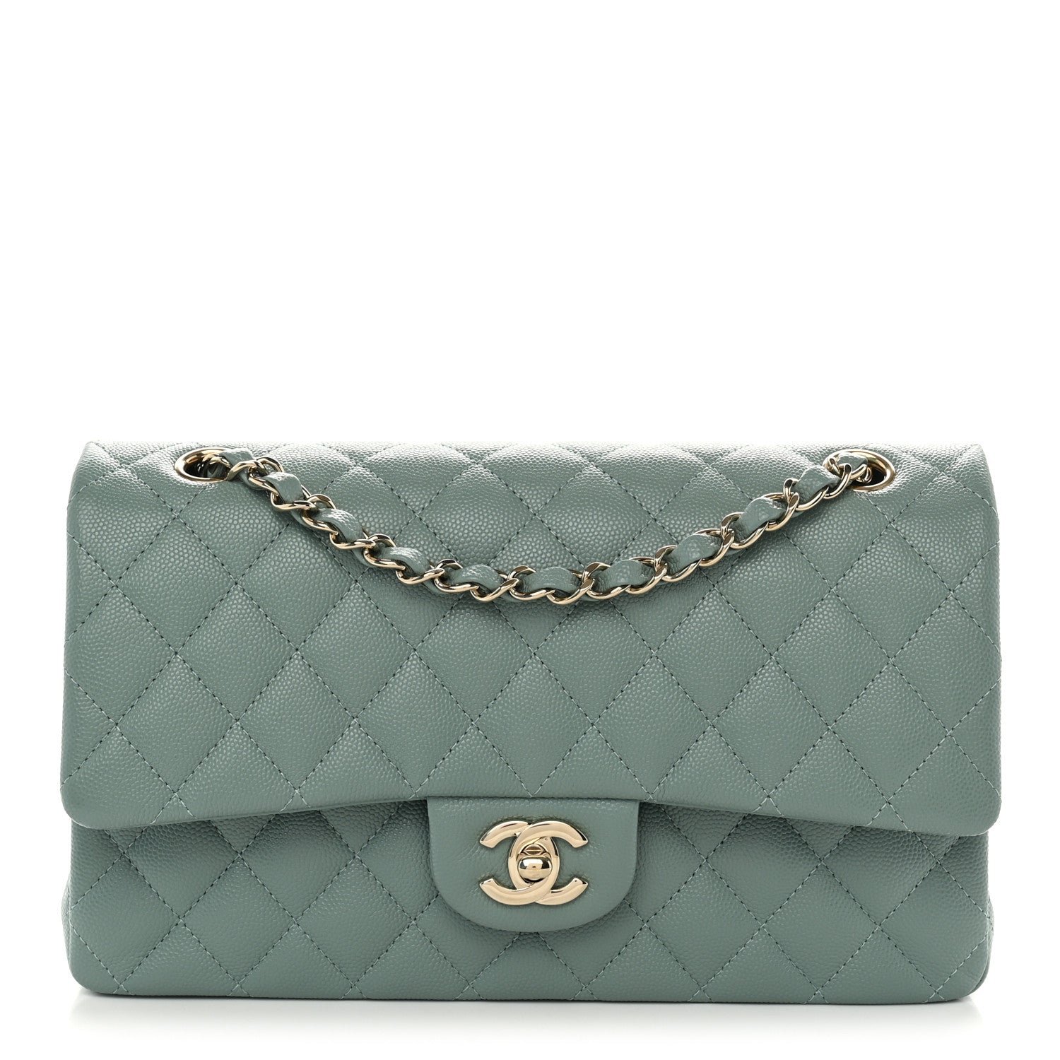 Chanel Caviar Quilted Medium Double Flap Dark Green