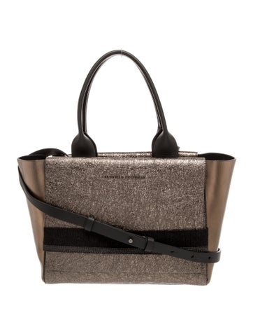 Leather Metallic Tote with Monili Stripe