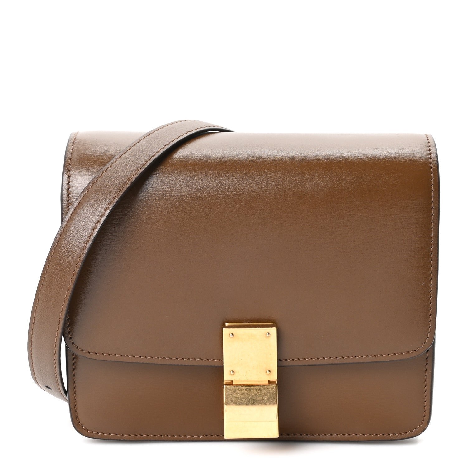 Celine Smooth Calfskin Small Classic Box Flap Bag Camel