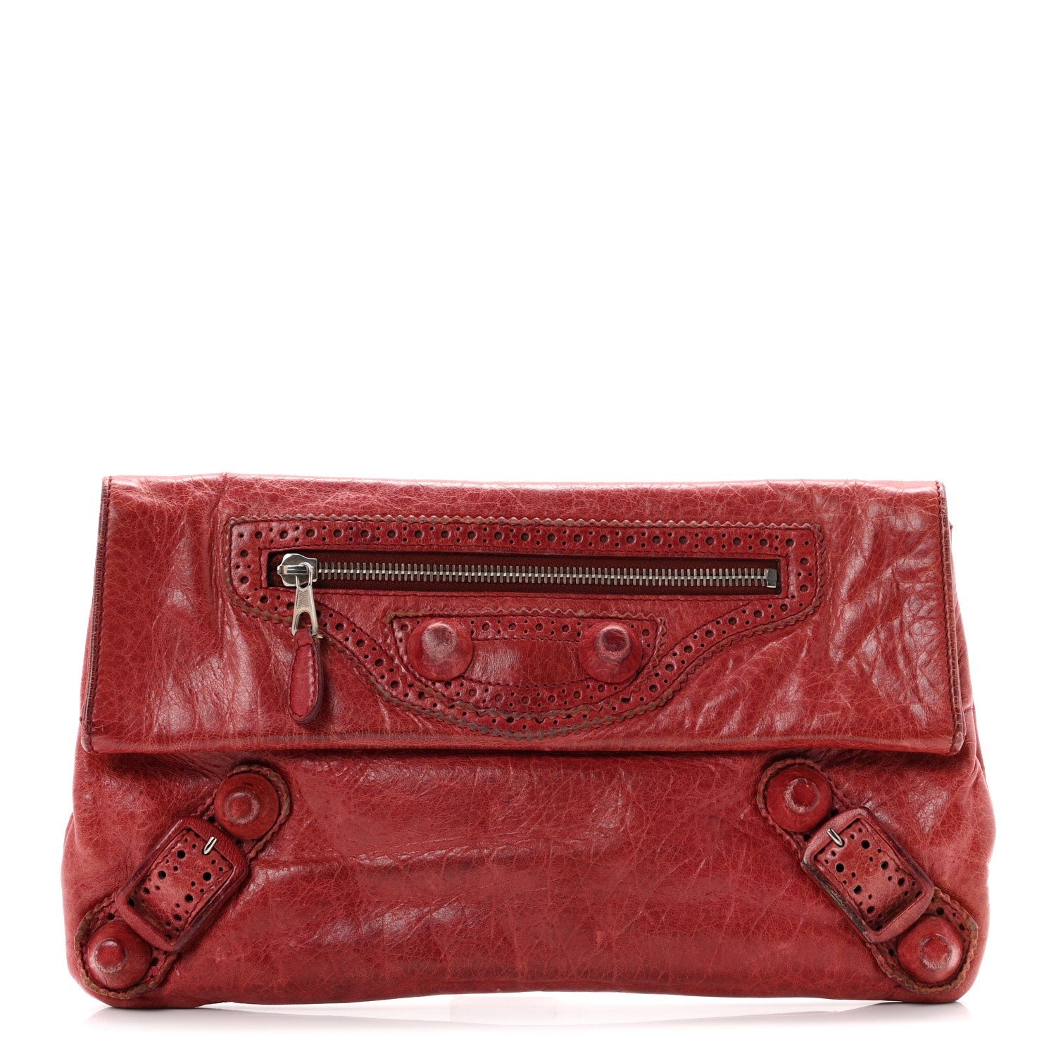 Balenciaga Agneau Giant Brogues Hardware Envelope Clutch Pourpre