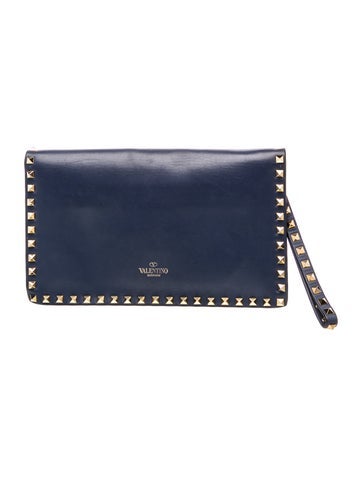 Signature Flat Rockstud Wristlet Clutch Bag Large