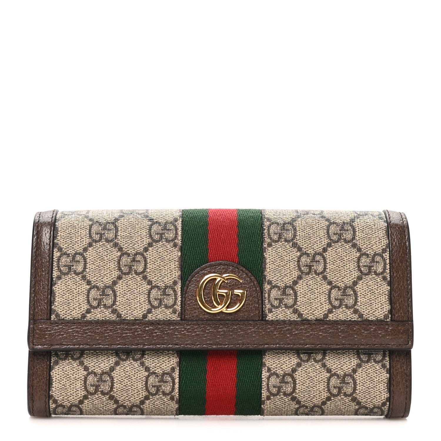 Gucci GG Supreme Monogram Web Ophidia Continental Wallet Brown