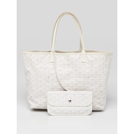 Goyard White Chevron Print Coated Canvas St. Louis PM Tote Bag