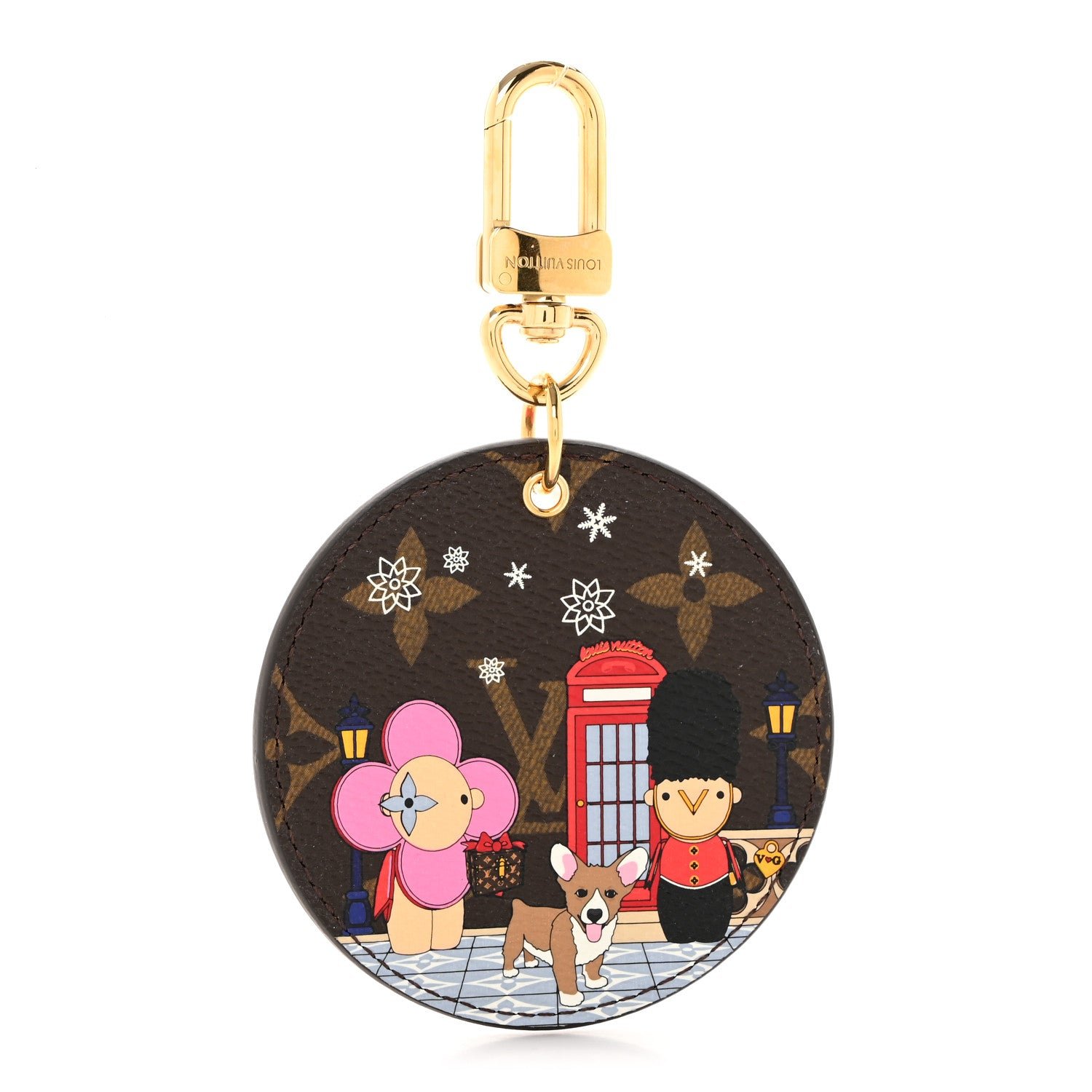 Louis Vuitton Monogram 2021 Christmas Animation London Bag Charm Key Ring Red