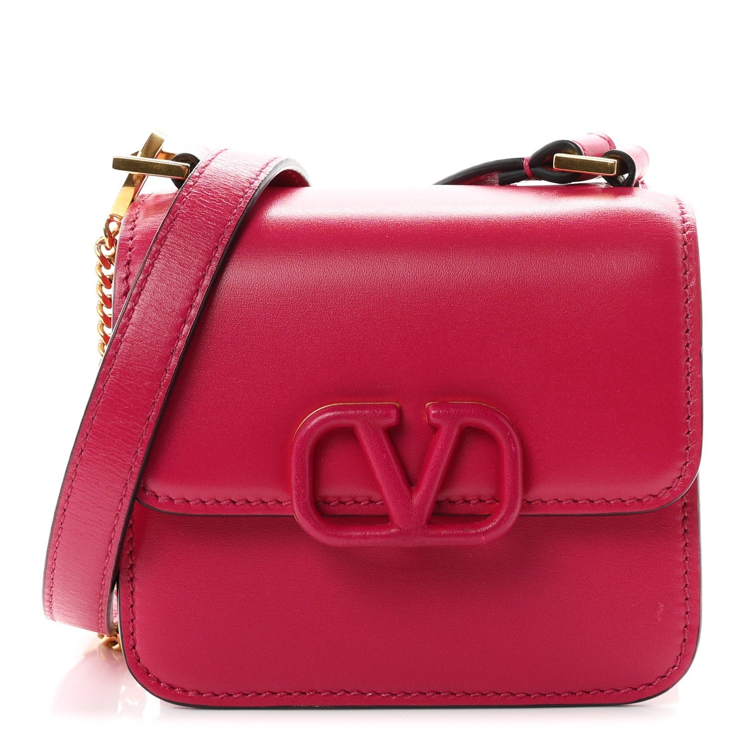 Valentino Garavani Smooth Calfskin Micro VSling Shoulder Bag Fuchsia