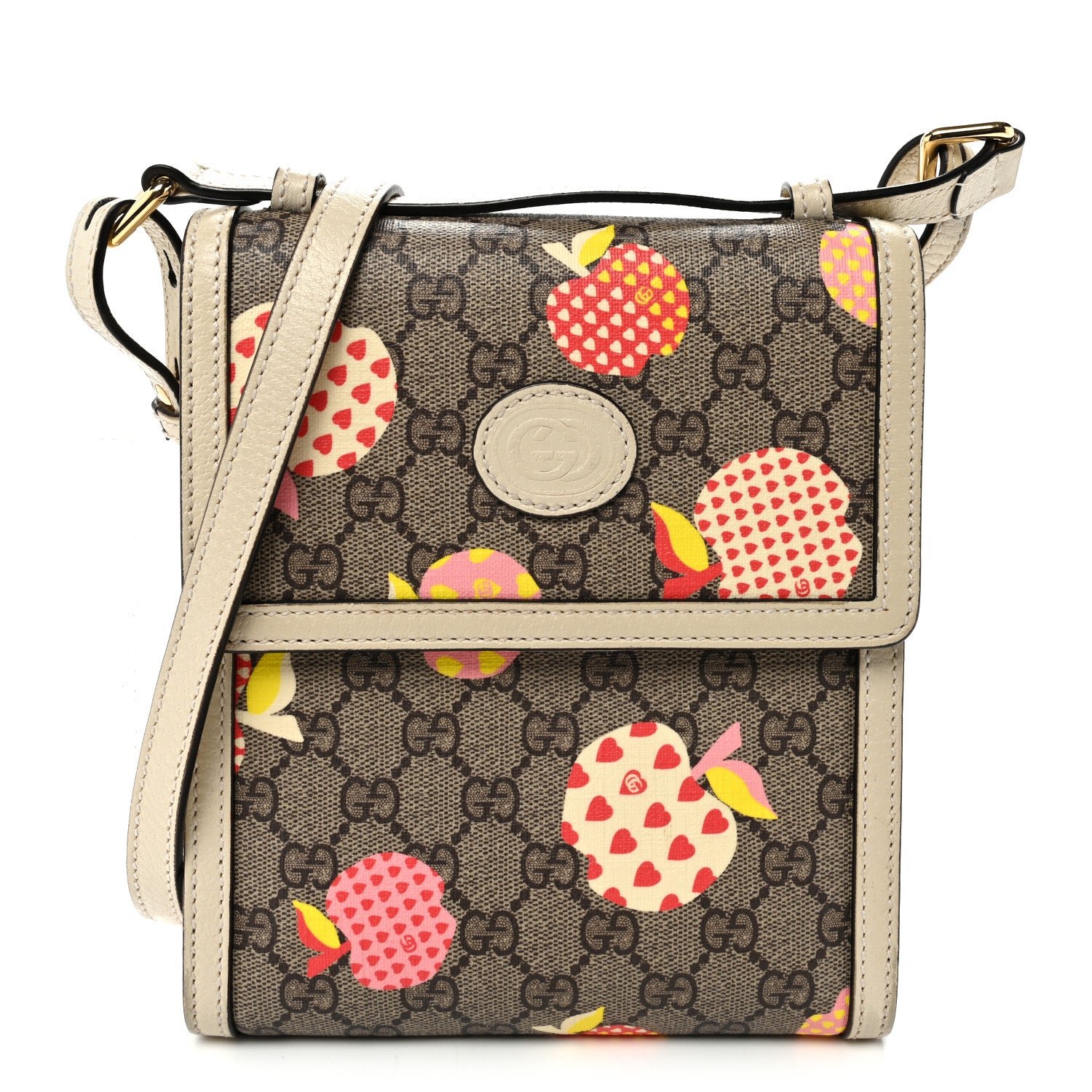 Gucci GG Supreme Monogram Les Pommes Retro Interlocking G Les Pommes Messenger Bag Beige Multicolor Mystic White
