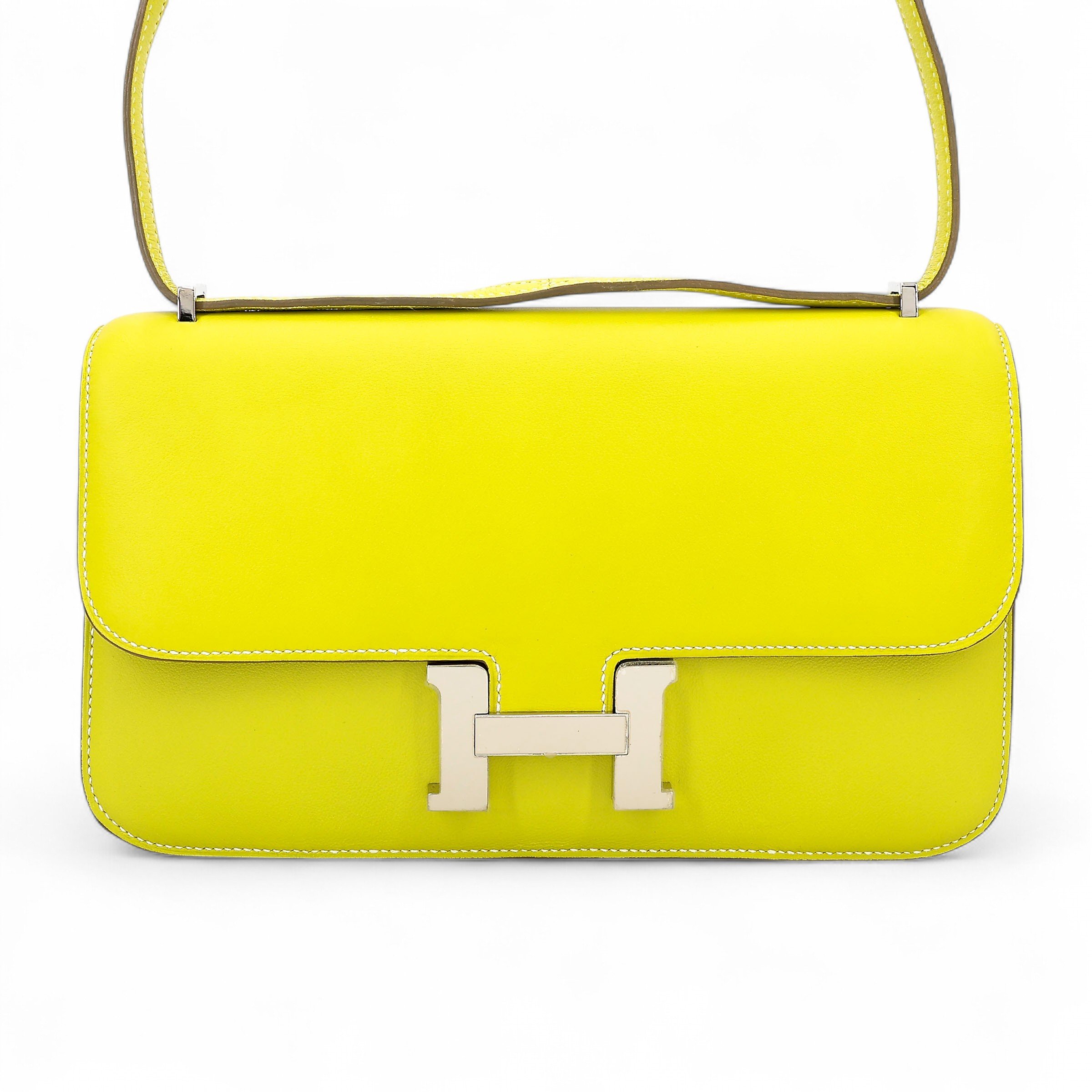Excellent ( Rank SA ) HERMÈS Constance Elan Soufre (C9) Swift Palladium hardware Square Q (2013)