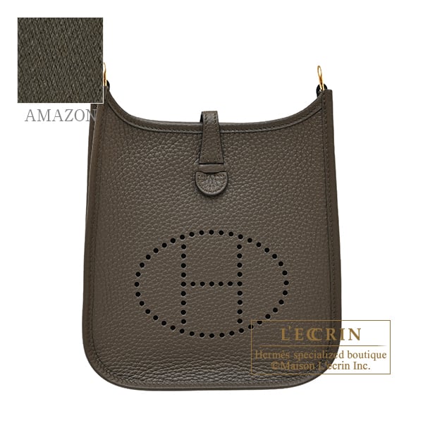 Hermes Evelyne Amazon bag 16/TPM Vert loden Clemence leather Gold hardware Bandouliere 111cm