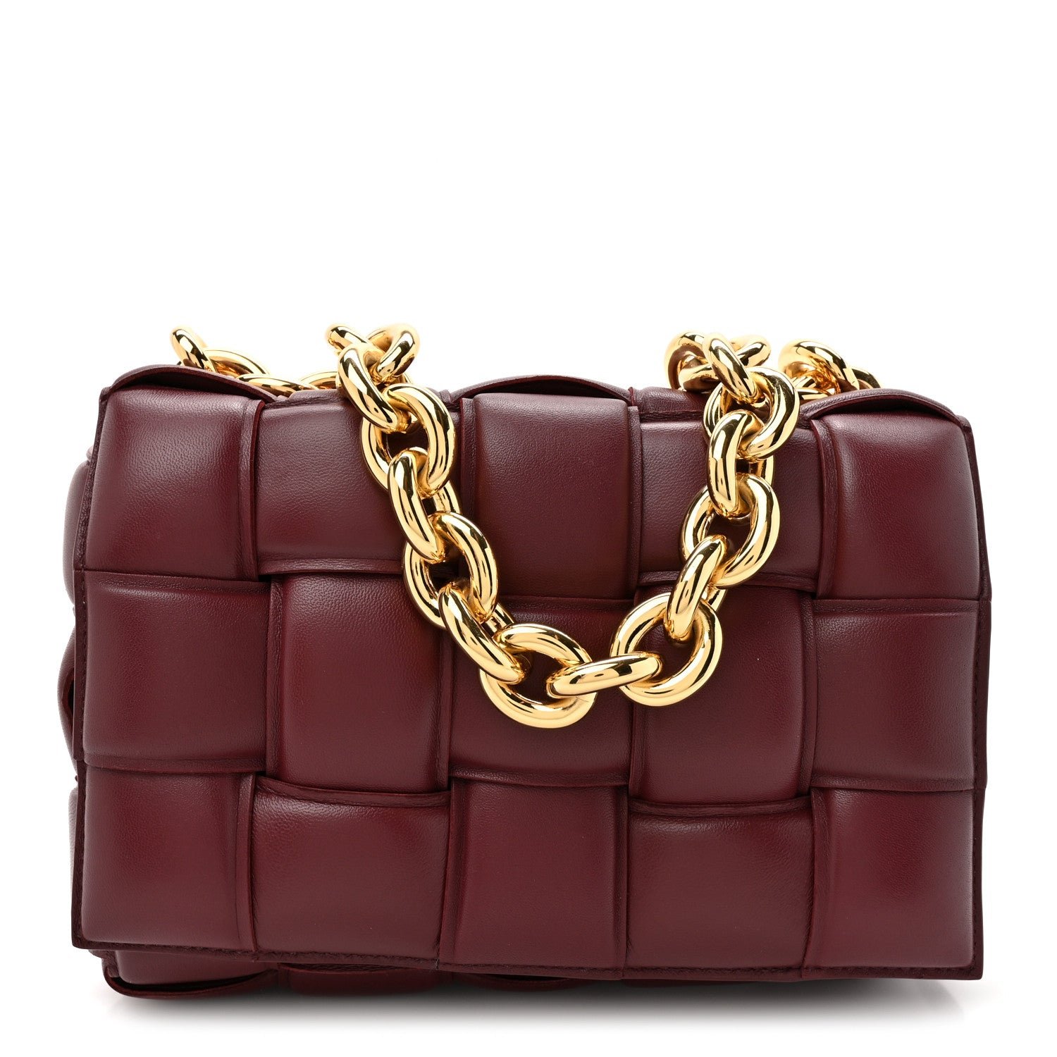 Bottega Veneta Lambskin Maxi Intreccio Padded Chain Cassette Crossbody Bag  Barolo