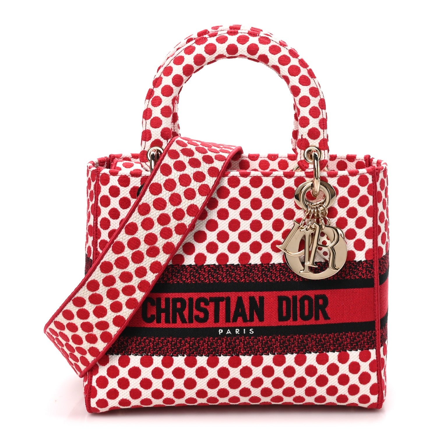 Christian Dior Canvas Medium DiorAmour Dots Lady D-Lite Red