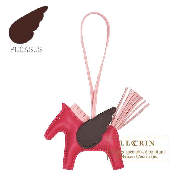 Hermes Rodeo charm Pegasus PM Framboise/Rose sakura/Rouge sellier Agneau/Swift leather