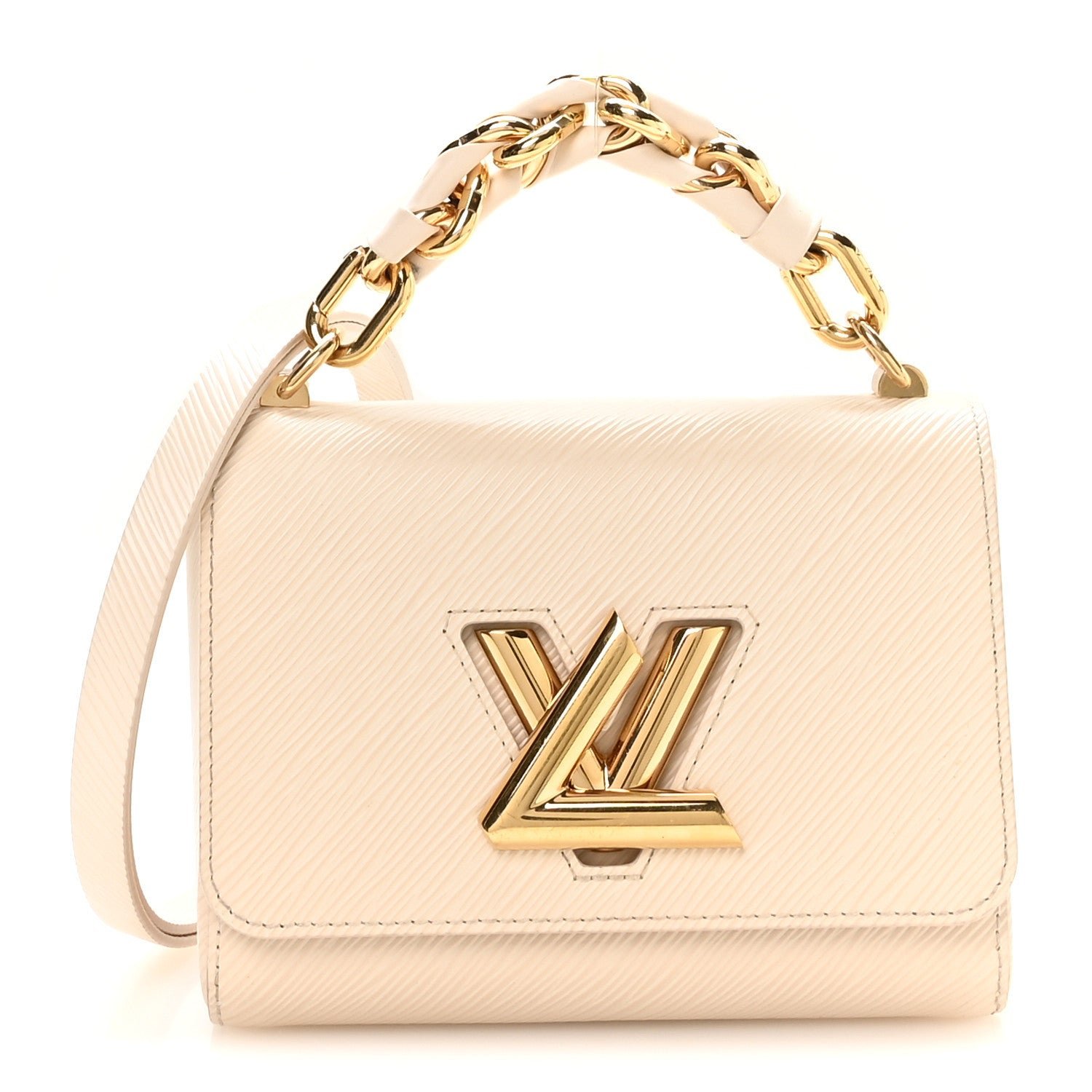 Louis Vuitton Epi Twist Braided Chain Shoulder Bag PM Quartz White