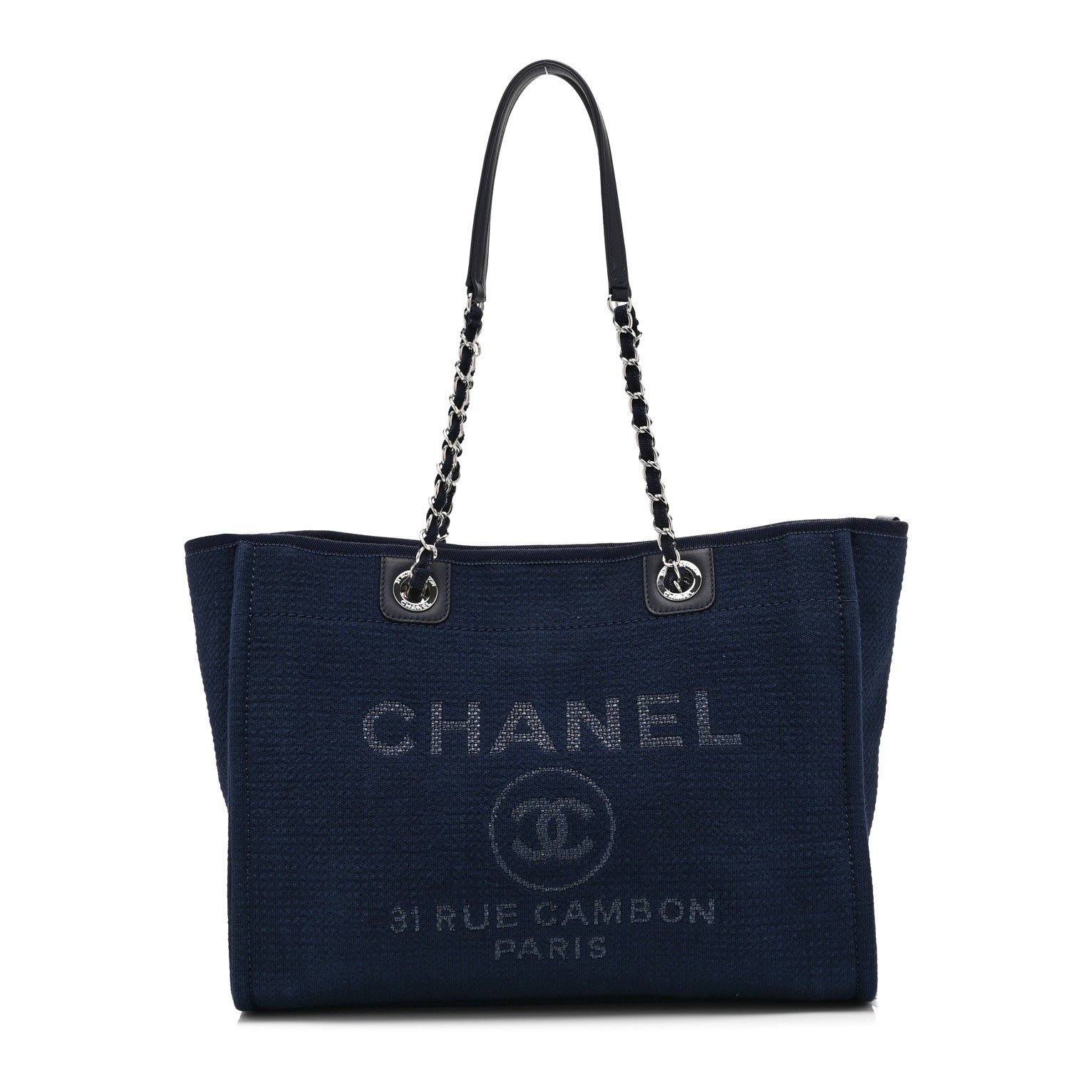 Chanel Mixed Fibers Small Deauville Tote Navy