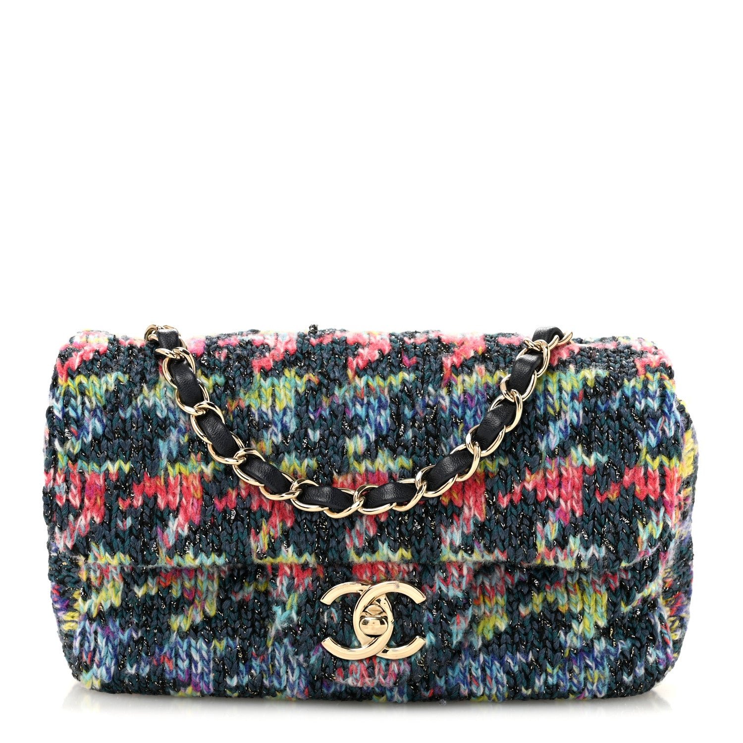 Chanel Knit Mini Rectangular Flap Multicolor