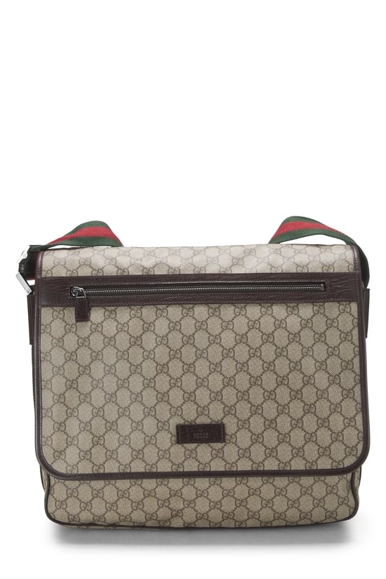 Brown GG Supreme Canvas Zip Flap Messenger Large