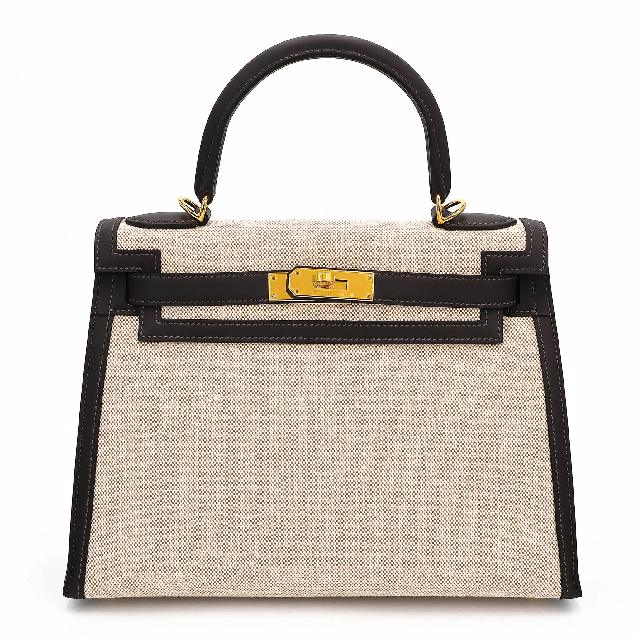 Brand New ( Rank N ) HERMÈS Kelly 28 Bai Brun（T3） Toile H canvas Swift Gold hardware K (2025)