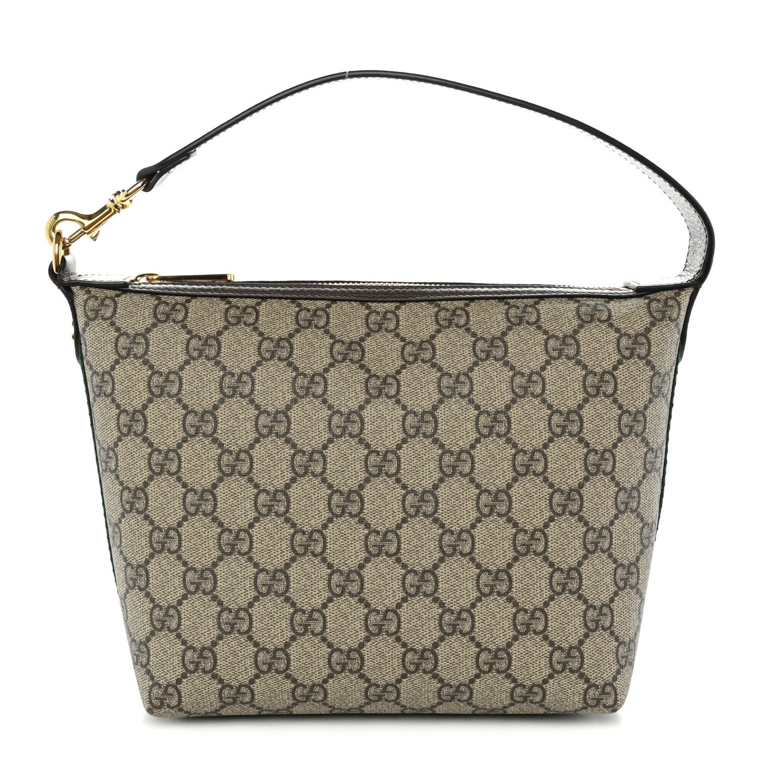 Gucci GG Supreme Monogram Textured Calfskin Web Super Mini Ophidia Shoulder Bag Beige Ebony New Acero