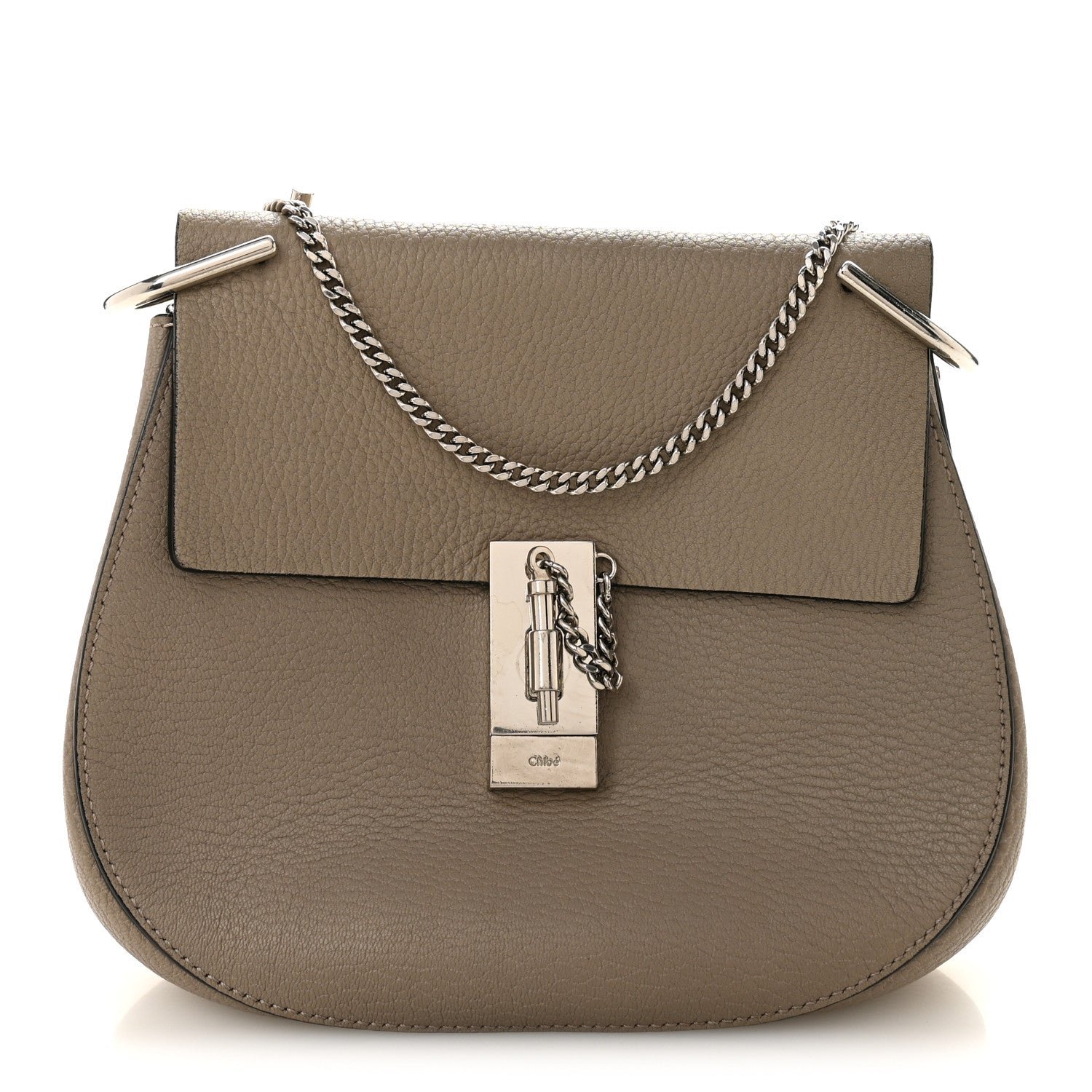 Chloe Chloe Grained Lambskin Drew Shoulder Bag Motty Grey