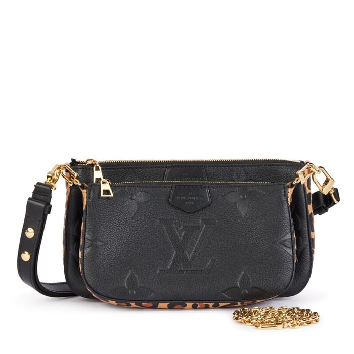 Louis Vuitton Black Monogram and Brown Leopard Empreinte Leather Multi Pochette Gold Hardware, 2021