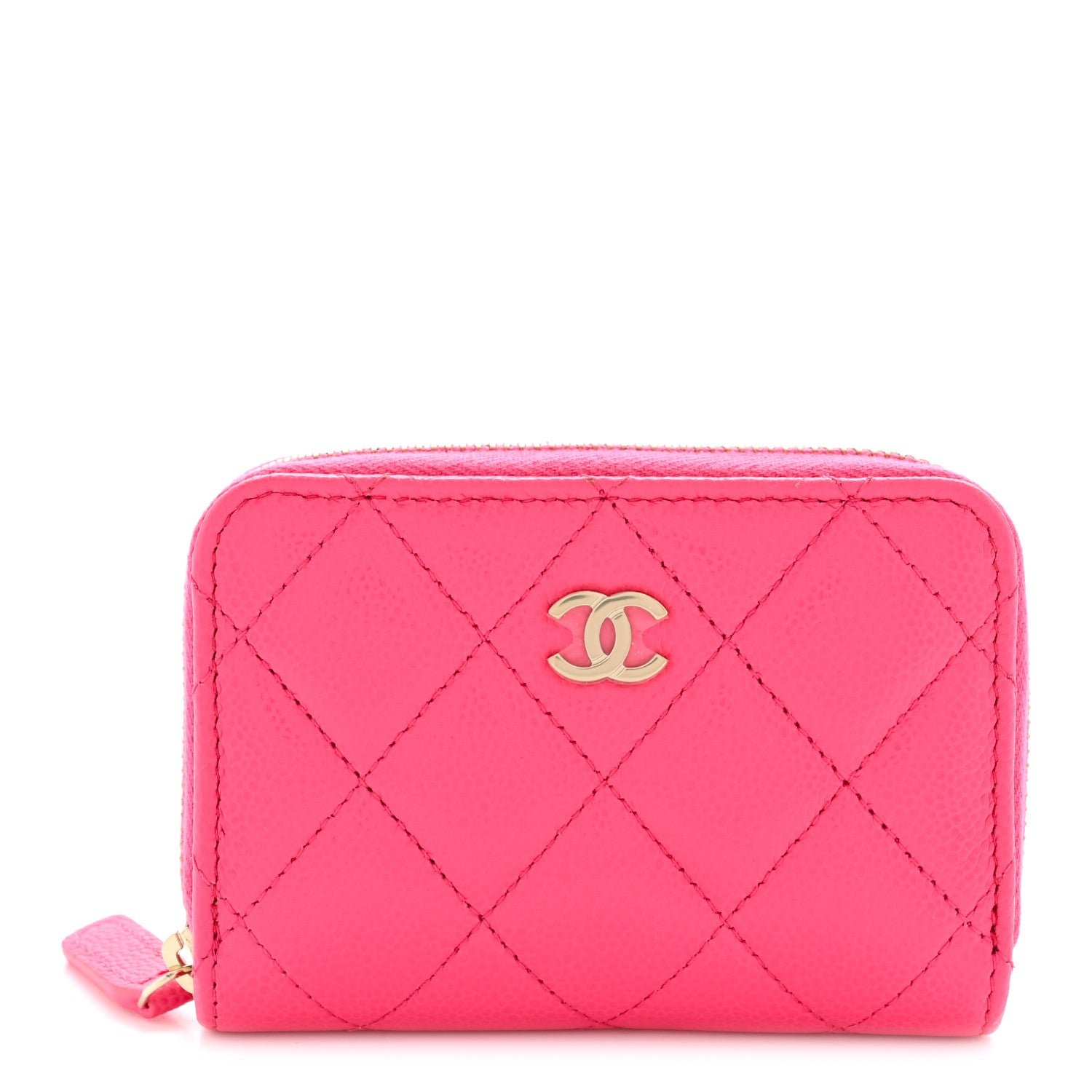 Chanel Caviar Quilted Zip Coin Purse Pink