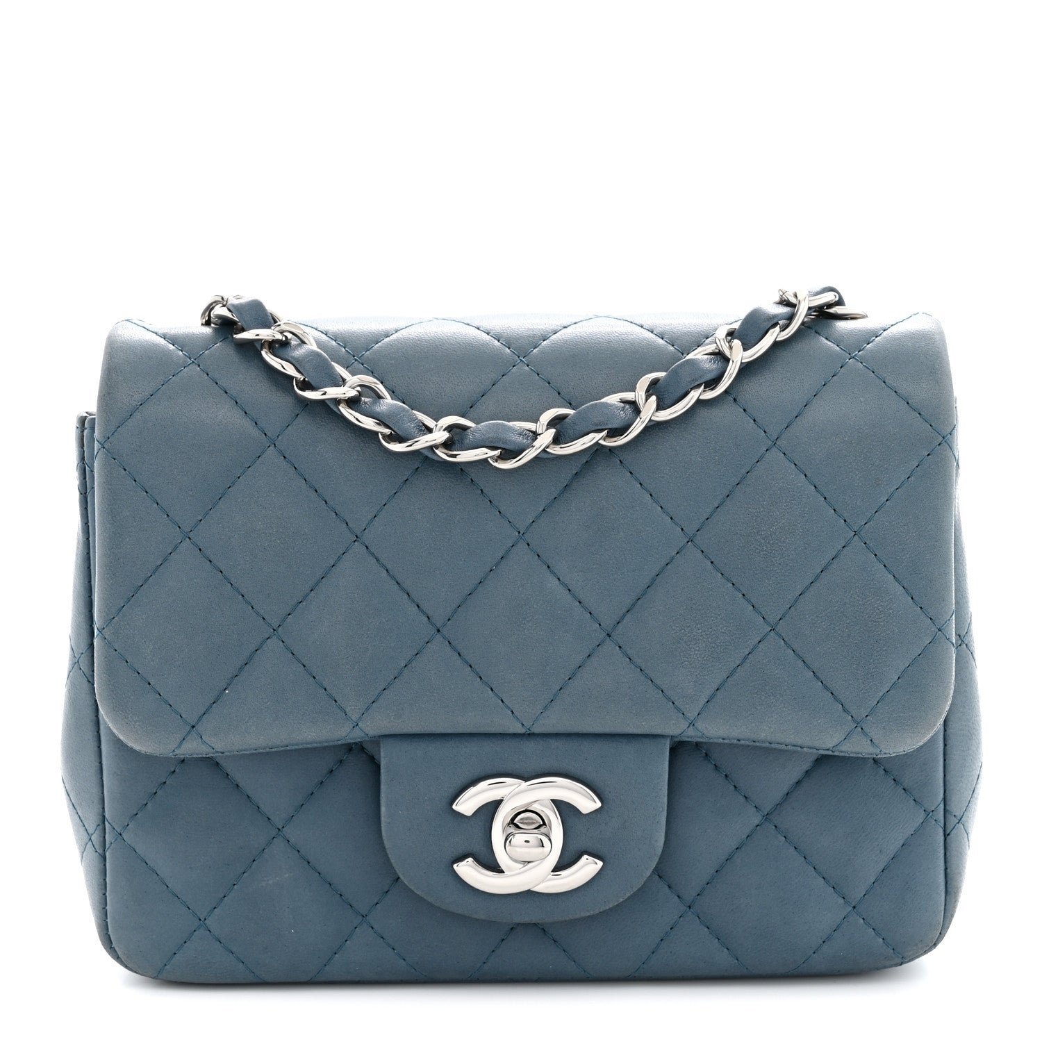 Chanel Lambskin Quilted Mini Square Flap Blue