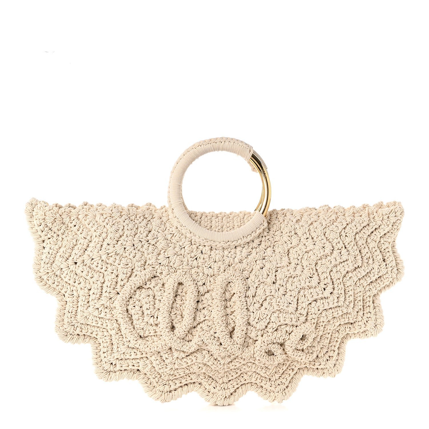 Chloe Crochet Paravent Small Bracelet Tote Bag  Off White