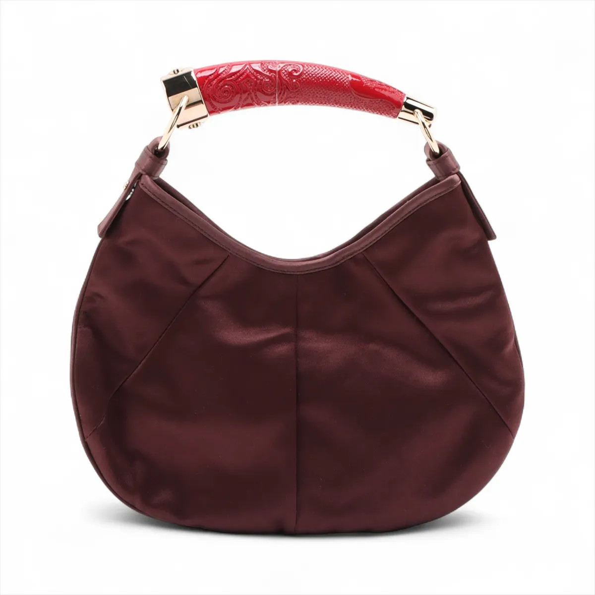 Yves Saint-Laurent Mombasa Satin Hand bag Brown 104938