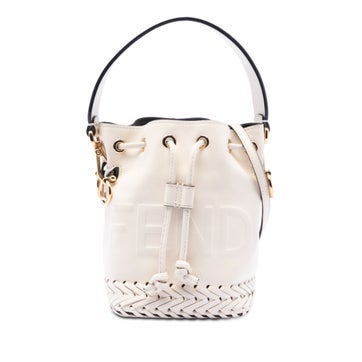 Calf Leather Mini Embossed Leather Whipstitch Mon Tresor Bucket Bag