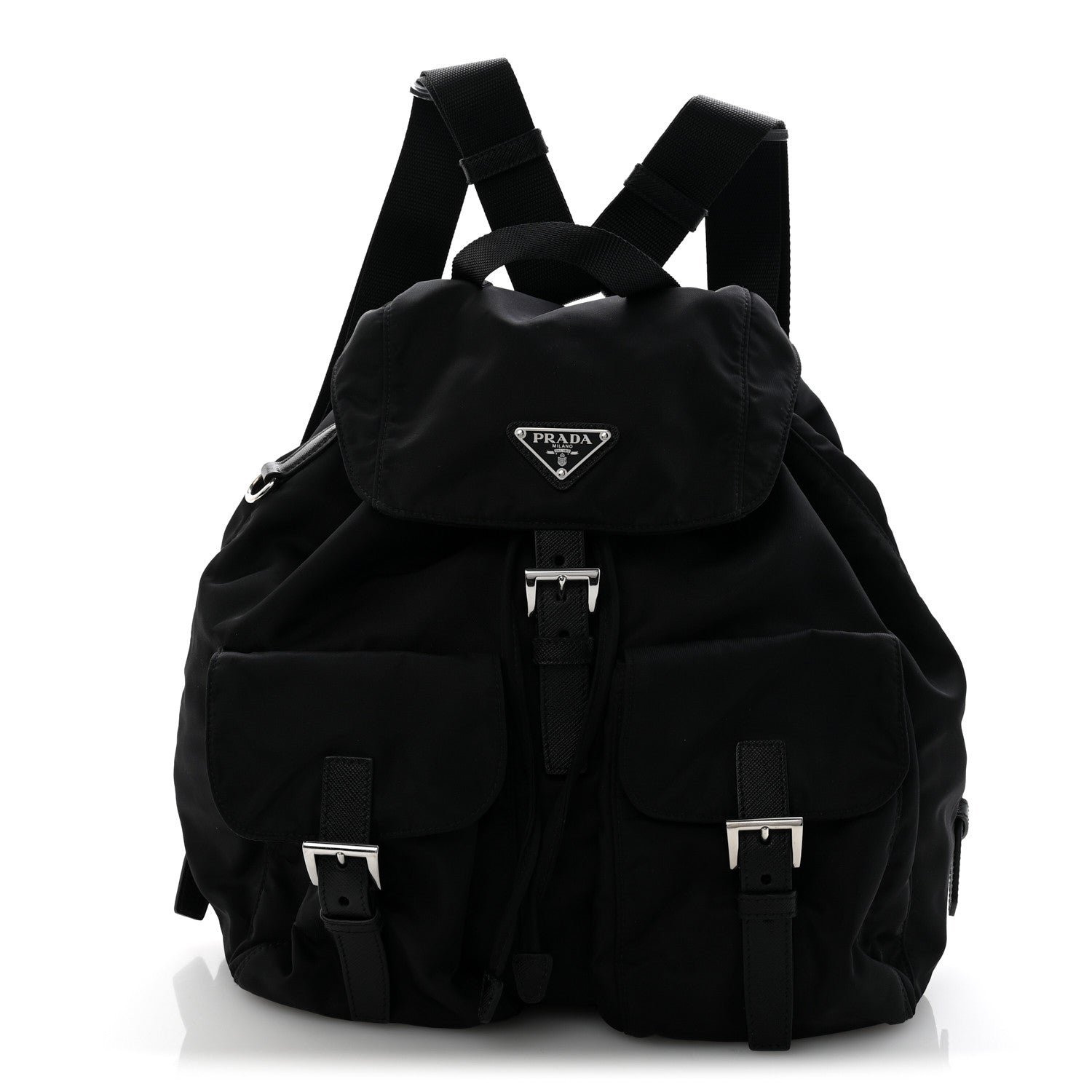 Prada Tessuto Nylon Saffiano Medium Backpack Black