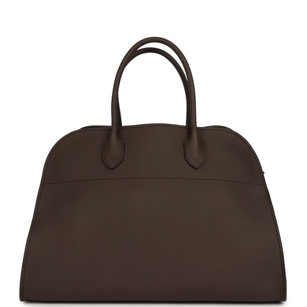 The Row Soft Margaux 15 Bag Deep Brown Calfskin Silver Hardware