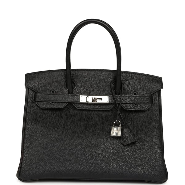 Pre-owned Hermes Birkin 30 Black Togo Palladium Hardware