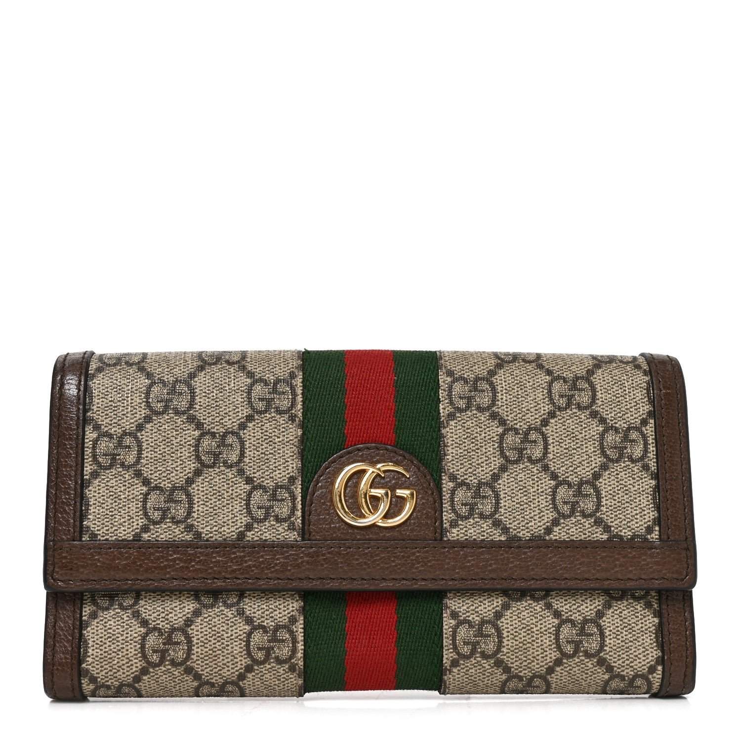 Gucci GG Supreme Monogram Web Ophidia Continental Wallet Brown