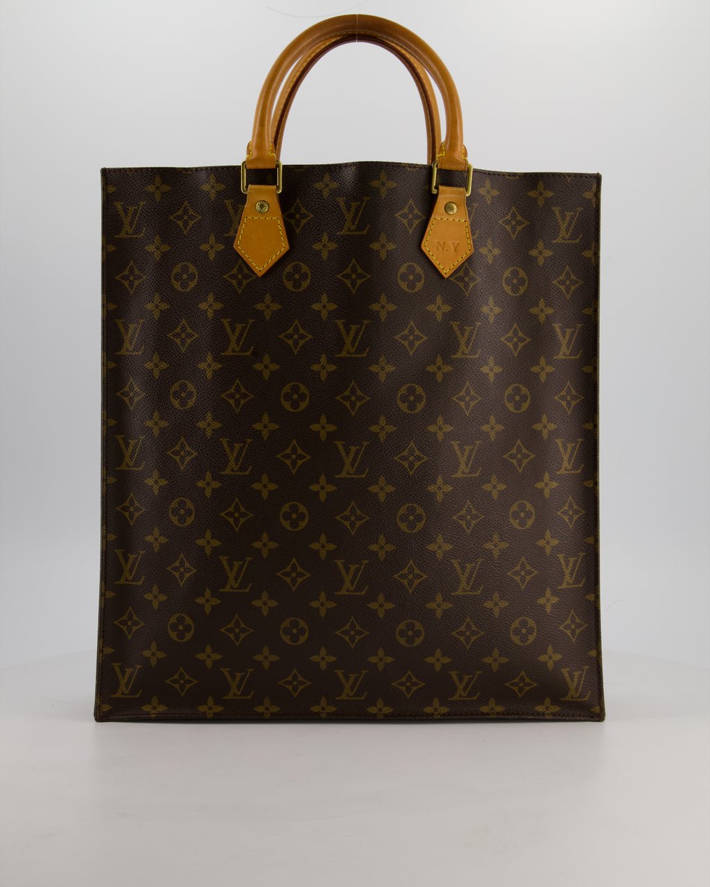 Louis Vuitton Brown Monogram Sac Plat Tote Bag with Gold Hardware