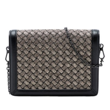 Mini Leather and Metallic Knit Intrecciato Montebello Crossbody