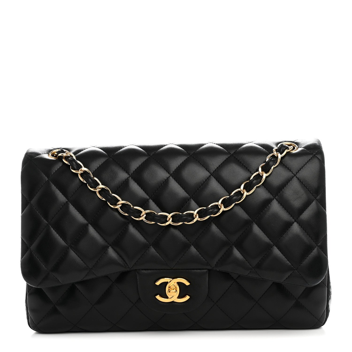 Chanel Lambskin Quilted Jumbo Double Flap Black