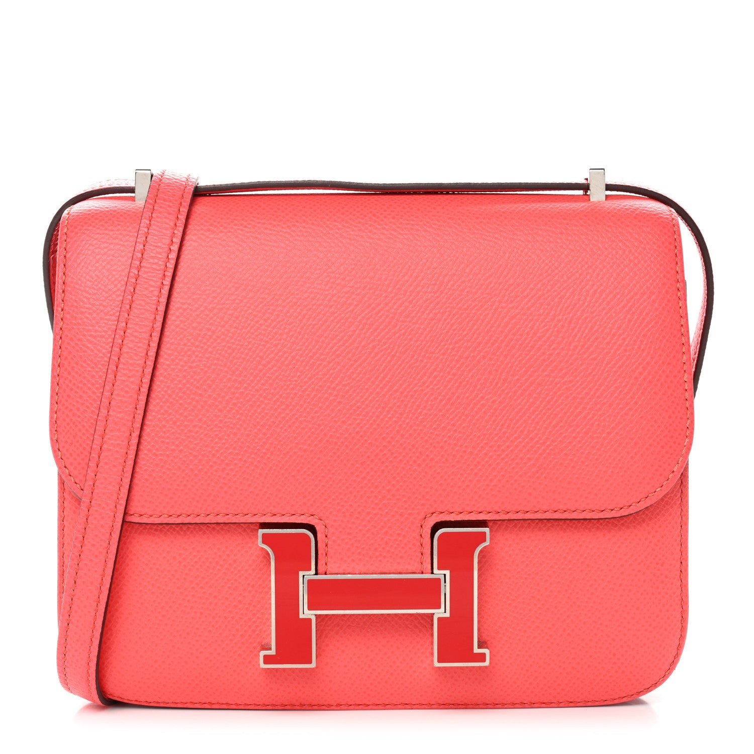 Hermes Epsom Enamel Constance 18 Rose Texas Rouge De Coeur
