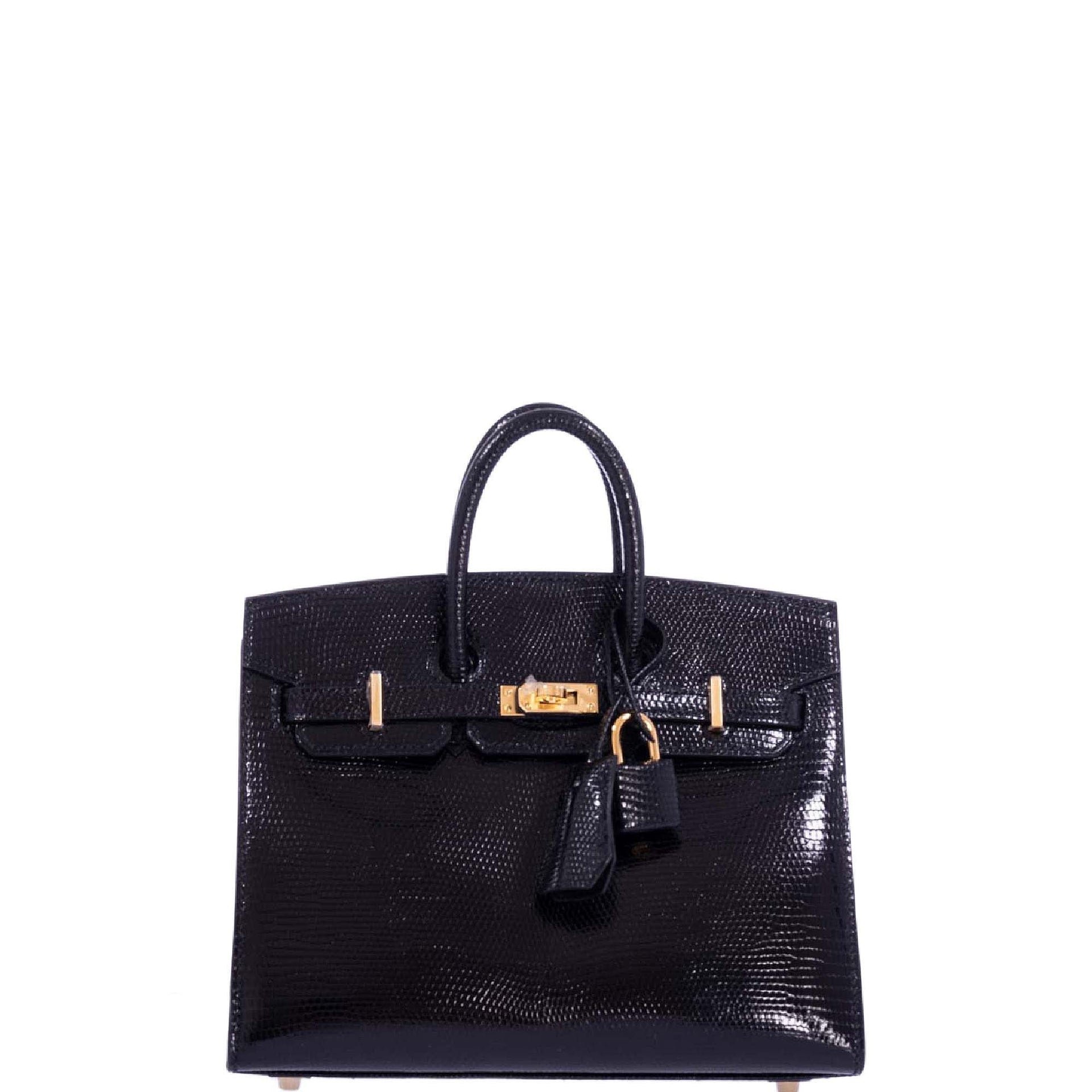 Hermes Hermès Birkin 20 Sellier Black Varanus Niloticus Lizard Gold Hardware
