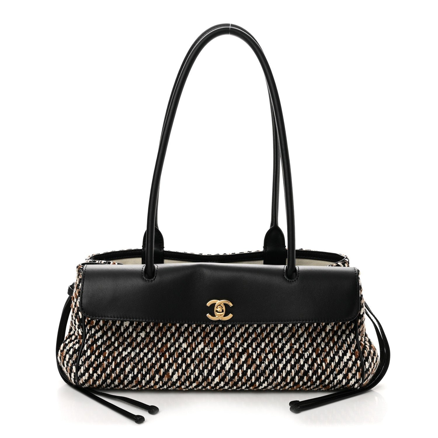Chanel Tweed Calfskin Urban Essentials Small Shopping Bag Black Multicolor