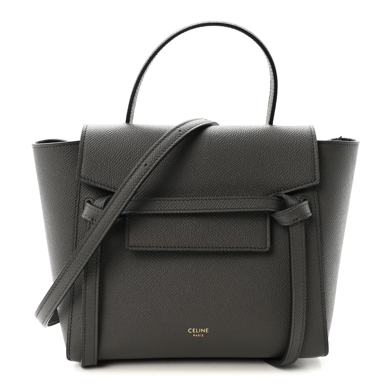 Grained Calfskin Nano Belt Bag Grey