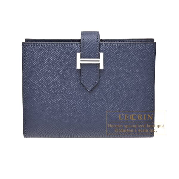 Hermes Hermes Bearn compact wallet Blue saphir Epsom leather Silver hardware